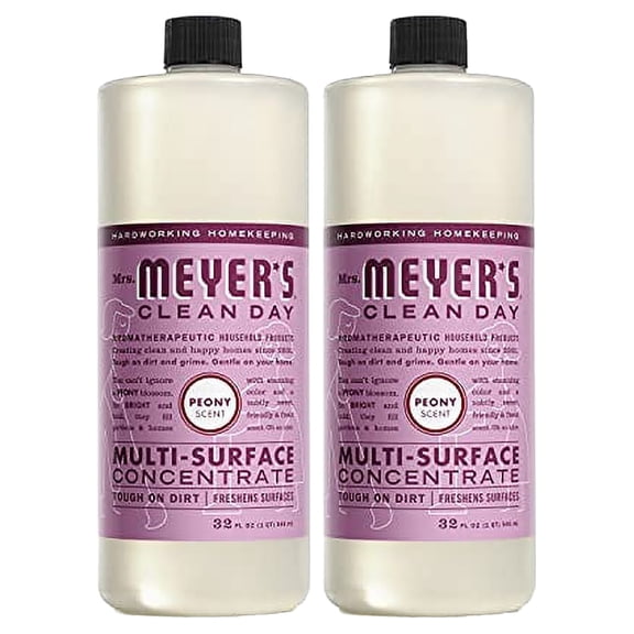 Mrs. Meyer's Multi-Surface Cleaner Concentrate, Use to Clean Floors, Tile, Counters, Peony, 32 fl. oz - Pack of 2
