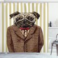thumbnail image 1 of Ambesonne Pug Shower Curtain, Smart Dressed Dog Suit, 69"Wx70"L, Brown Pale Brown, 1 of 3
