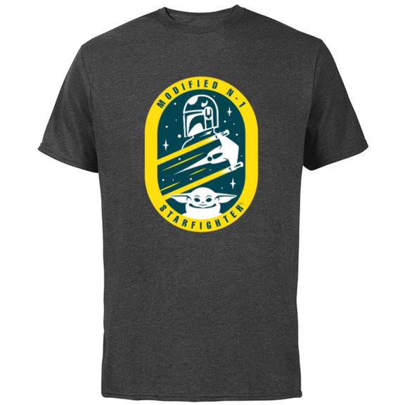 Star Wars The Mandalorian and Grogu Modified N-1 Starfighter - Short Sleeve Cotton T-Shirt for Adults - Customized-Charcoal