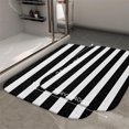 thumbnail image 2 of 1pc Black and White Stripes Absorbent Non-Slip Bathroom Thickened Flannel Rug Decor,Soft,Quick Drying,Suitable For Indoor/outdoor Use,Bathrooms,Bedrooms,Kitchens,Terrace,Laundry Rooms,16"x24", 2 of 9