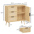 thumbnail image 5 of Hassch Storage Cabinet with Rattan Door & 3 Drawers, Rattan Cabinet with Adjustable Shelf, Accent Small Sideboard for Living Room, Dining Room, Entryway, Natural, 5 of 7