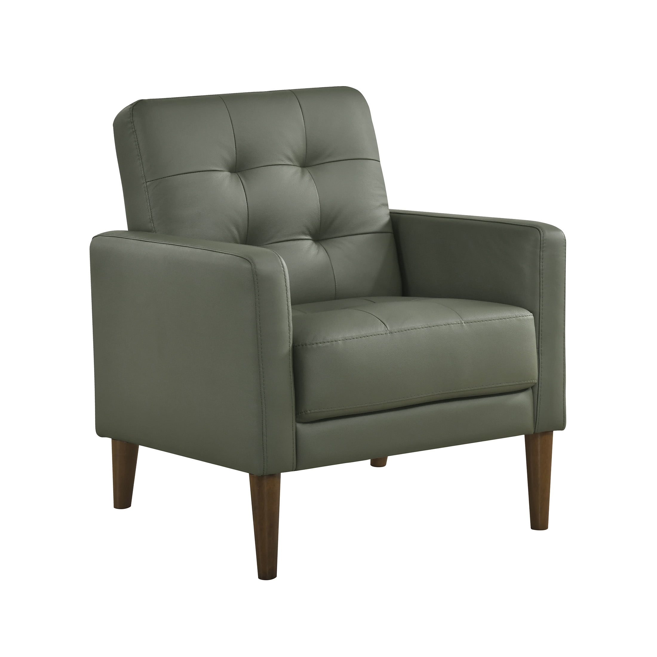 OakvillePark Noma Contemporary Tufted Leather Match Accent Chair, Green
