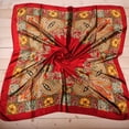 thumbnail image 5 of Odeerbi Silk Head Scarf for Women 35In Imitation Big Square Scarf Big Flower Turban Shawl Red, 5 of 5
