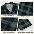 thumbnail image 3 of LANBAOSI Mens Pajamas Set Short Sleeve Button Down Shirts and Plaid PJ Shorts 2pc Soft Lounge Sleepwear Set(Green Plaid,L), 3 of 11