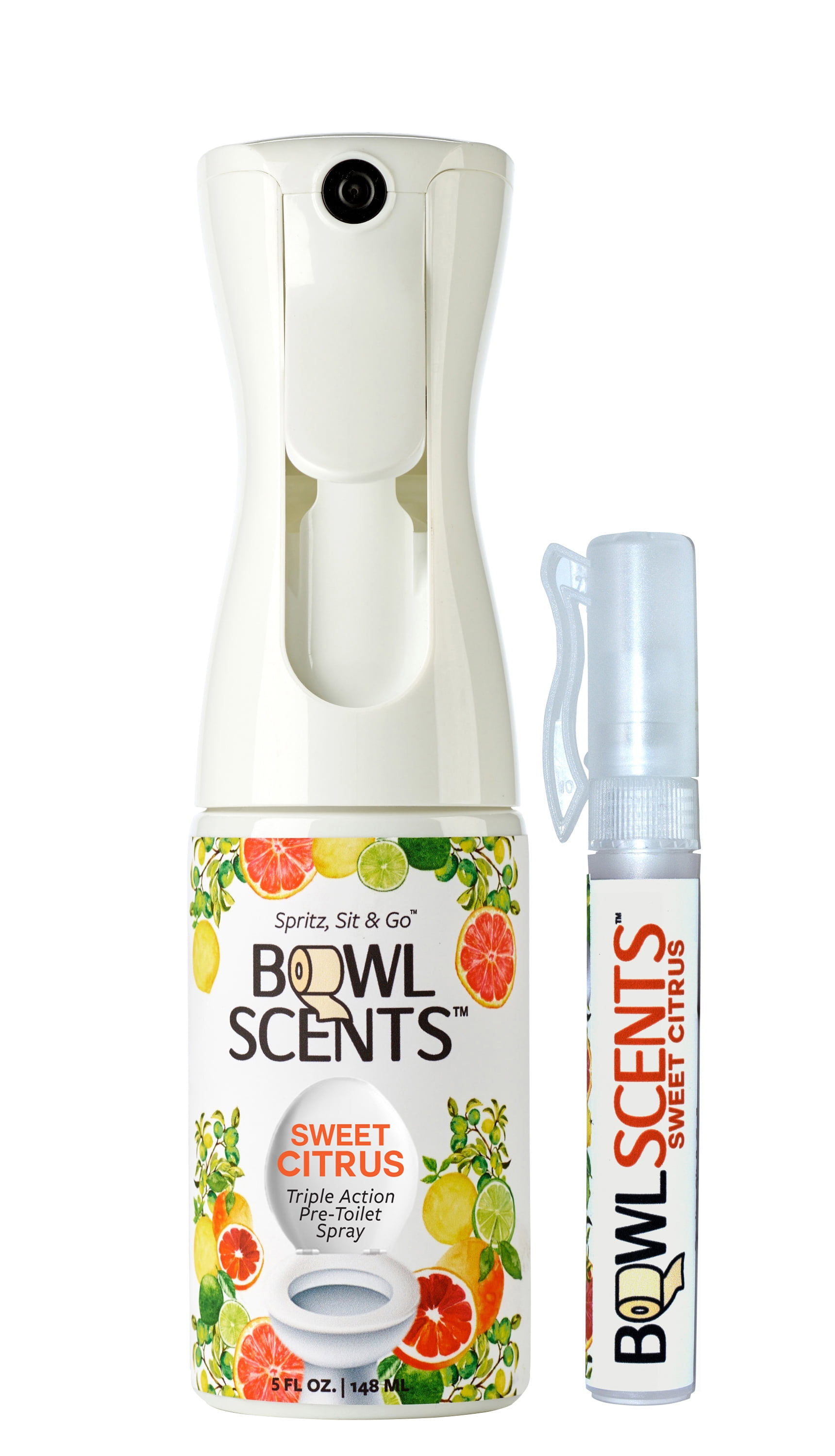 Bowl Scents Citrus PrePoop Toilet Spray 5 oz + Traveler Ships Out