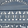 thumbnail image 4 of The Urban Port Jumbo 4 Panel Folding Room Divider Screen, Antique Blue Mango Wood, Elephant Motif Carved Design, 4 of 5
