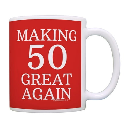 

ThisWear 50th Birthday Gifts Making 50 Great Again Cup Gift Political Mug Red