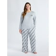 thumbnail image 2 of Joyspun Women's Dreamy Soft Collection Long Sleeve Sleep Top and Straight Leg Pants Pajama Set, 2-Piece, Sizes XS-3X, 2 of 4