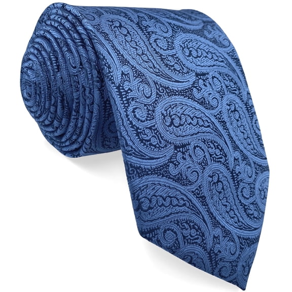 Men's Necktie Paisley Denim Blue Tie for Suit Jacket Formal Wear Accessory Gift Luxury Classic 57.5"