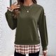 thumbnail image 4 of Heisall Womens Hoodies Lightweight Plaid Patchwork Round Neck Pullover Long Sleeve Casual Tops, 4 of 9