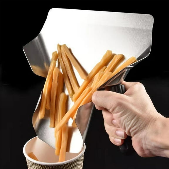 2Pcs French Fry Popcorn Scoop with Handle Stainless Steel Popcorn Scooper Efficient French Fry Scoop Dishwasher Safe Popcorn Scoop Kit for Chips Fried Snacks