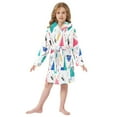 thumbnail image 6 of FORMRS Niños Bathrobe Unisex Hooded Robe Soft Plush Pajamas Sleepwear, Size 7-9T, Green Retro Triangles, 6 of 7
