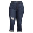 thumbnail image 3 of Terra & Sky Women's Plus Size Distressed Slim Boyfriend Capri Jeans, 27” Inseam, 3 of 6