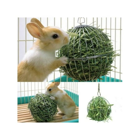 Hay Manger - MarinaVida Pet Stainless Steel Hay Manger Dish Food Feeder Grass Rack Ball Toy For Rabbit Guinea Pig Hamster