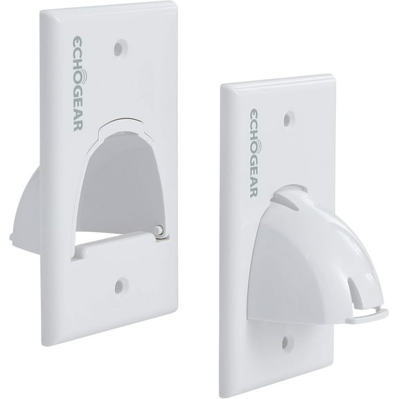 ECHOGEAR White in Wall Cable Hider for Wall Mount TV - Single Gang Pass Through Pair with Drywall Brackets Included - Manage 8 Low Voltage Cords Behind The Wall - Quick Install with Wall Template