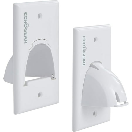 ECHOGEAR White in Wall Cable Hider for Wall Mount TV - Single Gang Pass Through Pair with Drywall Brackets Included - Manage 8 Low Voltage Cords Behind The Wall - Quick Install with Wall Template