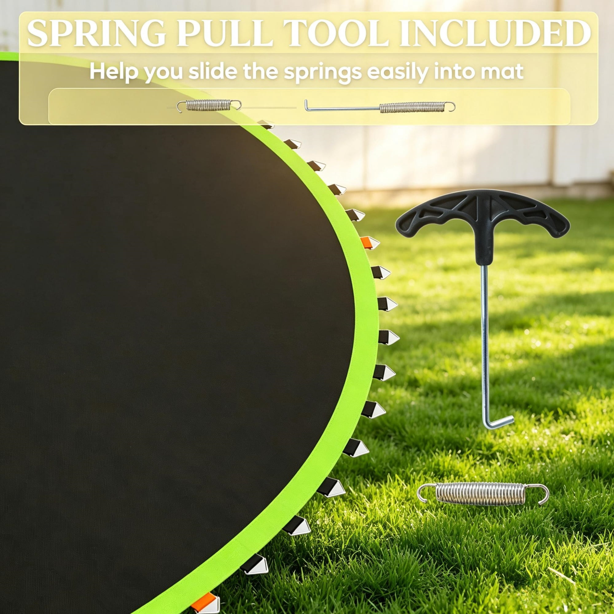 12' Trampoline Replacement Mat, 72 V-Hooks, Fits 5.5" Springs, for Backyard Old Trampoline Surface Upgrade, Green (Spring & Frame Not Included)