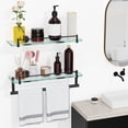 thumbnail image 6 of 16 Inches Glass Shelves for Bathroom, Matte Black Floating Glass Shelf Stainless Steel Tempered Glass Bathroom Shelves for Wall Mount Modern, 6 of 11