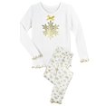 thumbnail image 1 of Girls' Little Sweet Ruffle Edged Snug Fit Pajama Set, Gold Snowflake, 4, 1 of 2