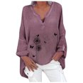 thumbnail image 4 of Uhndy Women's Plus Size Casual Shirts V Neck Long Sleeve Floral Print Summer Autumn Loose Shirt Tops, Women's Loose Tops, 4 of 4