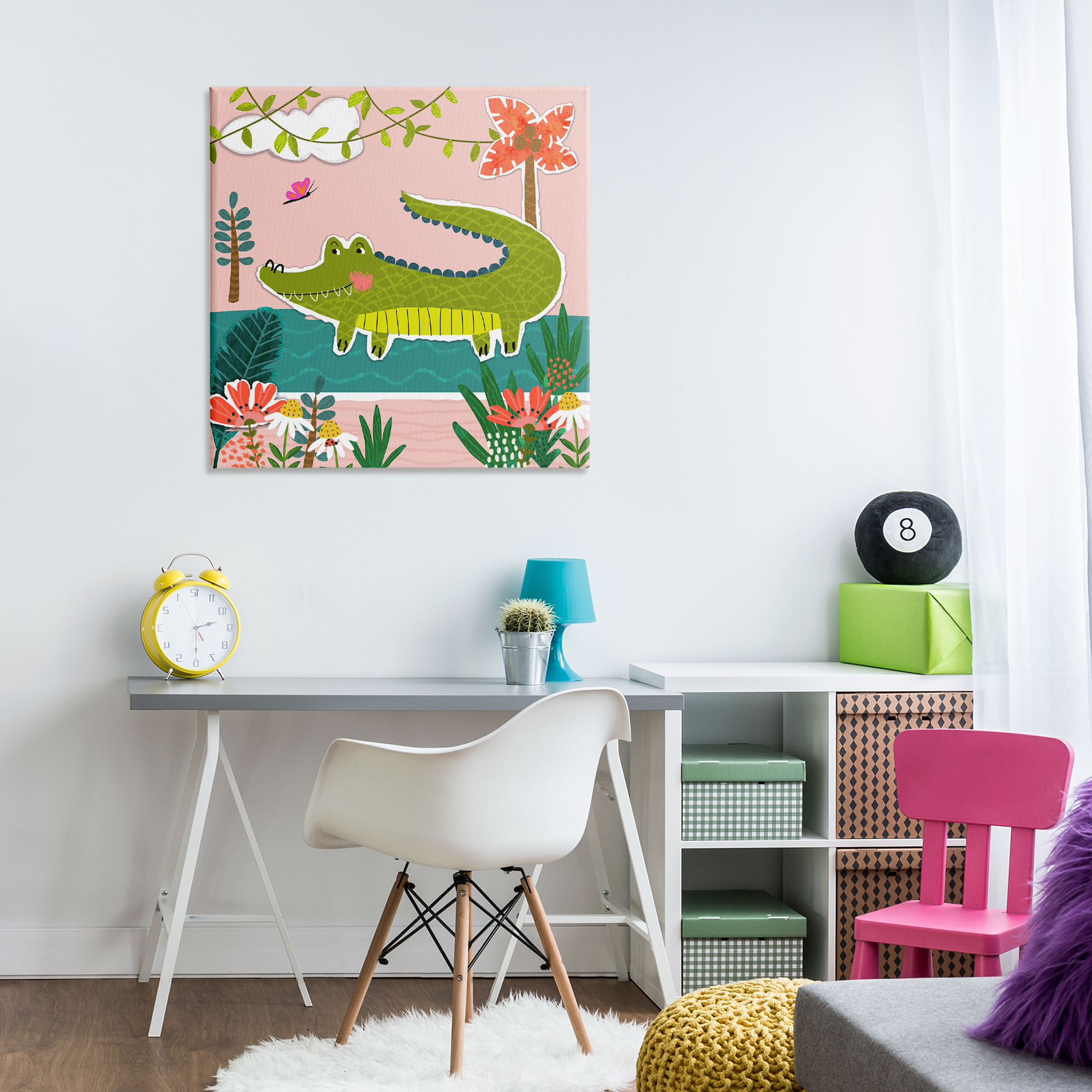 Stupell Industries Alligator In Swamp Animals Painting Wrapped Canvas Art Print Wall Art, 30 x 30