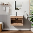 thumbnail image 4 of 24" Wall mounted Bathroom Vanity with Ceramic Top, Wood Tune Floating Cabinet, 4 of 7