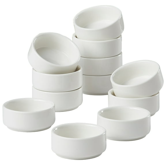 Contenpo Ceramic 12pcs Mini Sauce Dish Set Stackable White, 2oz Each