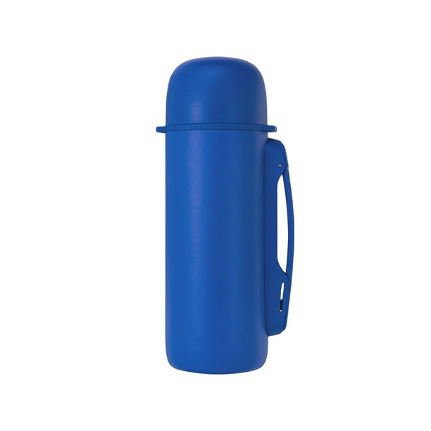 Toystoory Frasco de vacío Botella de agua de doble pared A prueba de fugas Botón de presión Taza de café Regalo de té Viajes Oficina Escuela Teteras Azul