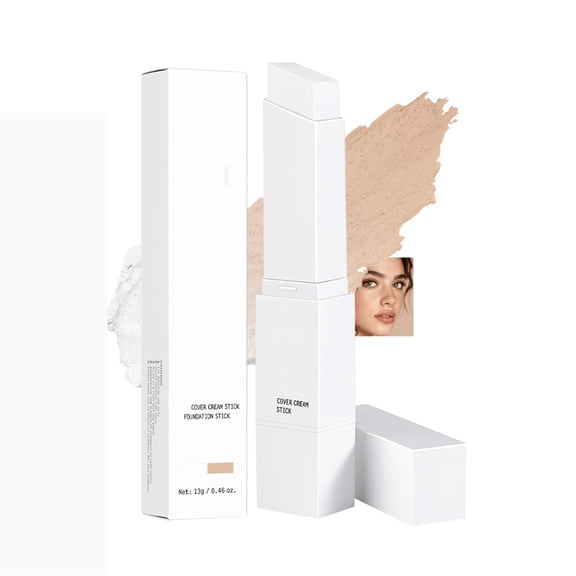 BEUKING Cover Cream Stick, Color Changing Foundation Stick, Moisturizing Skin Matching Cover Cream with Medium to Full Coverage Dewy Finish Base Makeup, Dual-Ended with Soft Brush, #2 Light