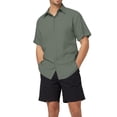 thumbnail image 2 of QHFBli Mens Short Sleeve Dress Shirts Solid Color Regular Fit Shirt Casual Button Down Business Shirts with Pocket, 2 of 7