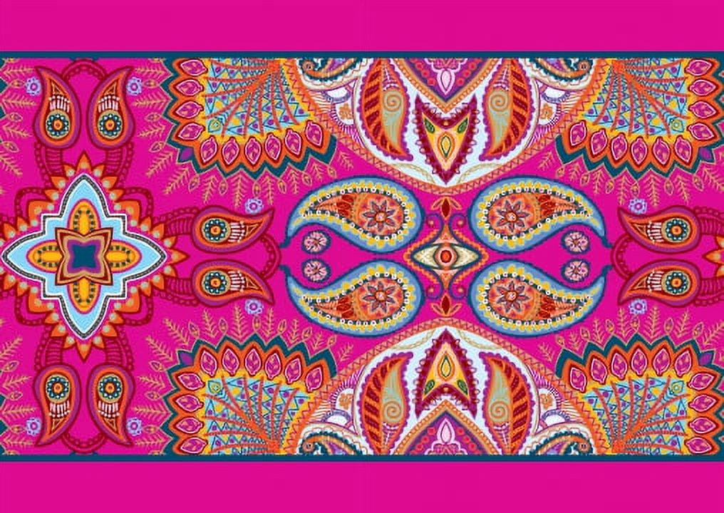 IBA Indianbeautifulart Pink Artistic Paisley Printed Ribbon&nbsp;Trim&nbsp;9 Yards Velvet Fabric Laces For Crafts Sewing Accessories 4 Inches