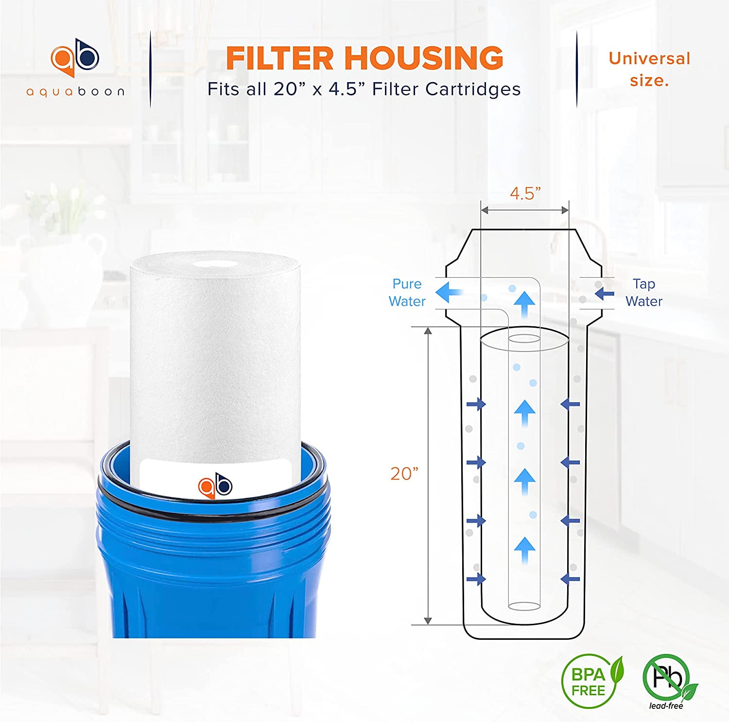 Aquaboon 4-Pack of 1 Micron 20" Sediment Water Filter Replacement Cartridge | Whole House Sediment Filtration | Compatible with AP810-2, SDC-45-2005, FPMB-BB5-20, P5-20BB, FP25B, 155358-43