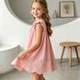 thumbnail image 5 of Ulanda Girls Sleeveless Bowknot Dress Scalloped Hem Casual Dresses 2026 Fashion Summer Twirl Dress for Toddler Kids (Pink, 2-3 Years), 5 of 7