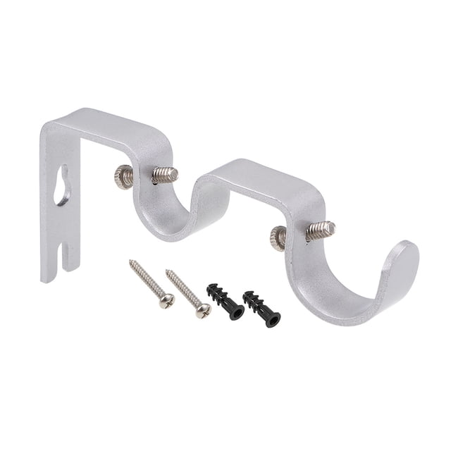 Soporte de Varilla de Cortina, Soporte Doble de Hierro para Varilla de Cortina de 18mm 27mm, 122 x 53 x 16mm Tono Plateado