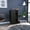 Black, variant on 32" H Black Coffee Cart With Cabinet, 4 Wheels, 1 Divided Storage Shelf, Folding Door, 6 Bottle Slots & 2 Side Shelves Aluminum Exterior Bar-coffee Cabinet Variety, Shelf Fashion, Spaces Holder