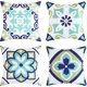thumbnail image 5 of Juego de 4 fundas de almohada impermeables para exteriores de 18 x 18 pulgadas, fundas florales decorativas bohemias para muebles de patio y porche (18 x 18 pulgadas/45 x 45 cm, azul y verde), 5 of 5