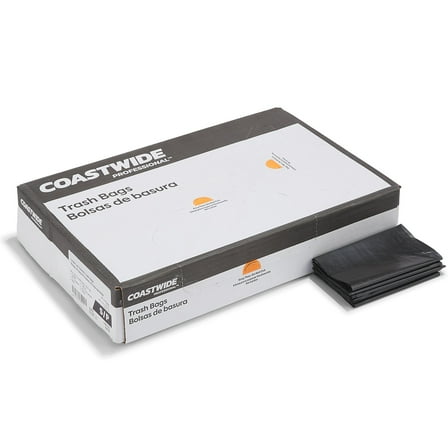 Staples Coastwide Professional 12-16 Gallon Trash Bag 24" x 31" Low Density 1 mil Black 250 Bags/Box