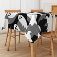 thumbnail image 4 of Duangreer Grey Halloween Ghost Print Rectangle Tablecloth, Waterproof Wrinkle Resistant, 60 x 102 Inch, Washable Table Cover for Party Decorations, 4 of 6