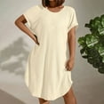 thumbnail image 6 of THDHVS Plus Size Dresses for Curvy Women,Womens Dresses,Summer Women's Casual T Shirt Dress Summer Short Sleeve Plus Size Soft Dresses Beige L, 6 of 7
