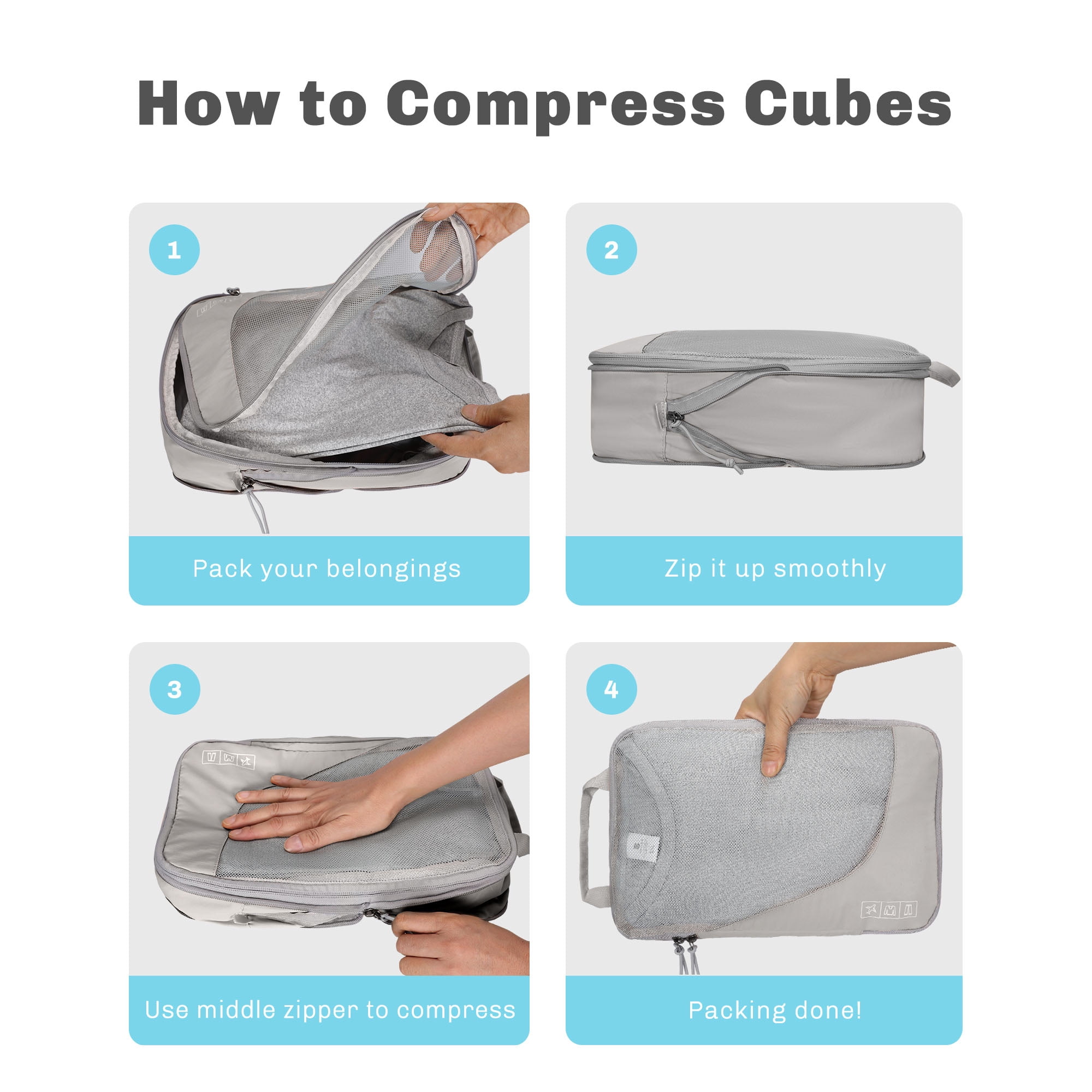 Compression Packing Cubes Set – Hynes Eagle – Gray