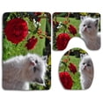 thumbnail image 1 of ABPHQTO Flores De Gato Juego de alfombras de baño de 3 piezas Alfombra de baño Alfombra de contorno y tapa de inodoro, 1 of 2