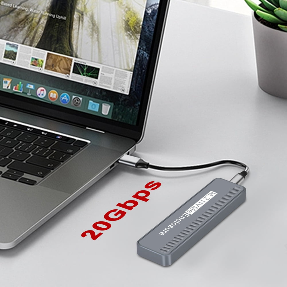M.2 NVMe SSD Enclosure USB3.2 20Gbps Type-C SSD Enclosure for 2230/2242/2260/2280 NVME SSD M Key External Case Box,1 x 20Gbps M.2 NVMe Case 1 x TYPE-C to TYPE-C Cable,Gray