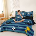 thumbnail image 4 of Erosebridal Boys Soccer Sport 7-Piece Twin Bedding Sets,Football Games Ball Sport Bedding Comforter Set For Kids Teens,Reversible Black, 4 of 7