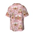 thumbnail image 6 of Lafuoo Gingerbread Houses Pink Wonderland Pattern Men's Cuban Collar Short Sleeve Shirt, Button-Down Resort Beach Pocket Shirt-Medium, 6 of 7