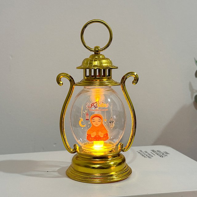 Fiudx Ofertas Relámpago Pequeña Lámpara Redonda, Adornos De Decoración De Ramadán Medio, Velas Electrónicas, Lámparas De Viento, Accesorios De Decoración De Humor