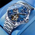 thumbnail image 3 of OLEVS Automatic Watches for Mens Starry Sky Skeleton Tourbillon Self Winding Mechanical Moon Phase Luminous Waterproof Luxury Dress Mens Wrist Watches Gifts Reloj Para Hombre Black/Blue/Green, 3 of 14
