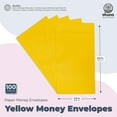thumbnail image 3 of Okuna Outpost 100 Pack Money Envelopes for Cash, Payroll, Money Saving, Coins, Currency, 100GSM - Yellow (3.5 x 6.5 In), 3 of 7