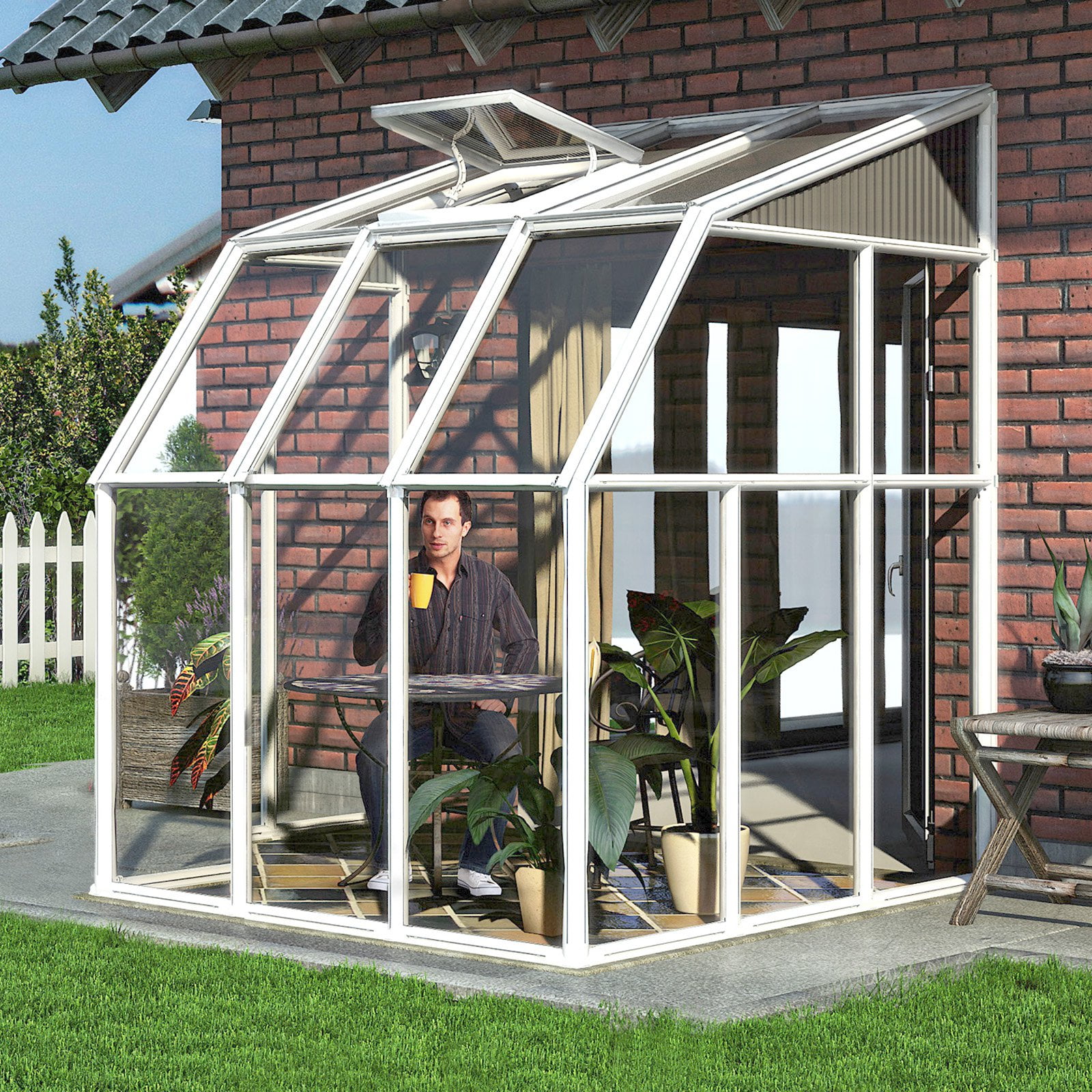 Details About Palram Sun Room 2 Clear Kit 6 X 6 White Walk In