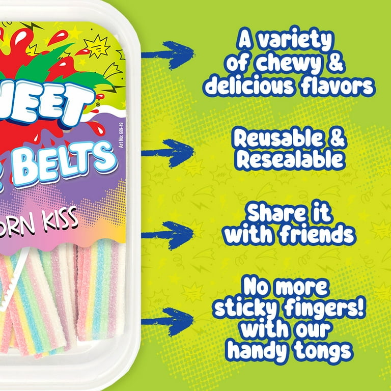 Zweet Sour Belts Licorice Candy 10 oz, Tasty Colorful Unicorn Kiss
