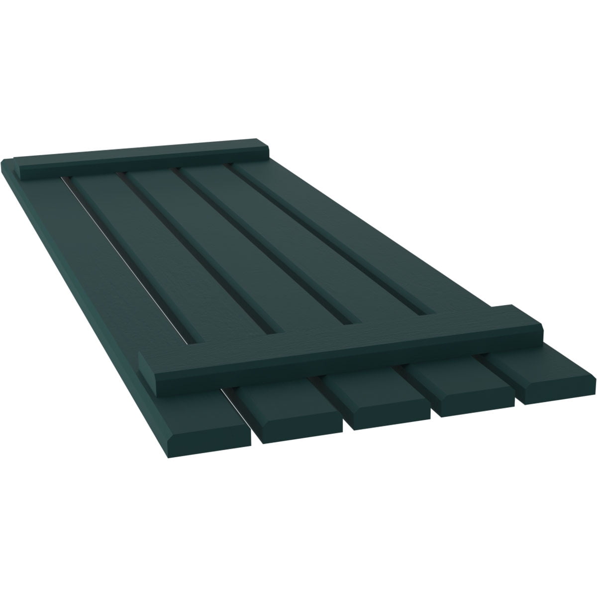 Ekena Millwork 19 1/2"W x 57"H Americraft Five Board (2 Batten) Exterior Real Wood Spaced Board-n-Batten Shutters (Per Pair), Thermal Green